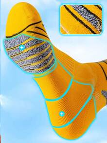 1/2/5双装男士运动袜，篮球加厚毛圈缓冲袜，羽毛球袜，马拉松袜，跑步袜，情侣袜 - 彩色 - 查看 3