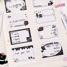 128张可爱黑猫造型便签纸 - 可爱的立体弹出式便签本，带可移除页面和粘性标签，适用于学校、家庭、办公室、会议用品、计划本、笔记本电脑，可爱文具 - 可爱的桌面配件（兼容卡通风格） - 彩色 - 查看 8