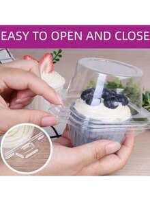 10pcs/50pcs/100pcsIndependent Cupcake Container, 50 Plastic Transparent Cupcake Boxes, Disposable Single Cupcake Rack With Round Top Cover, Stackable Wedding Pancake Rack - Multicolor - View 5
