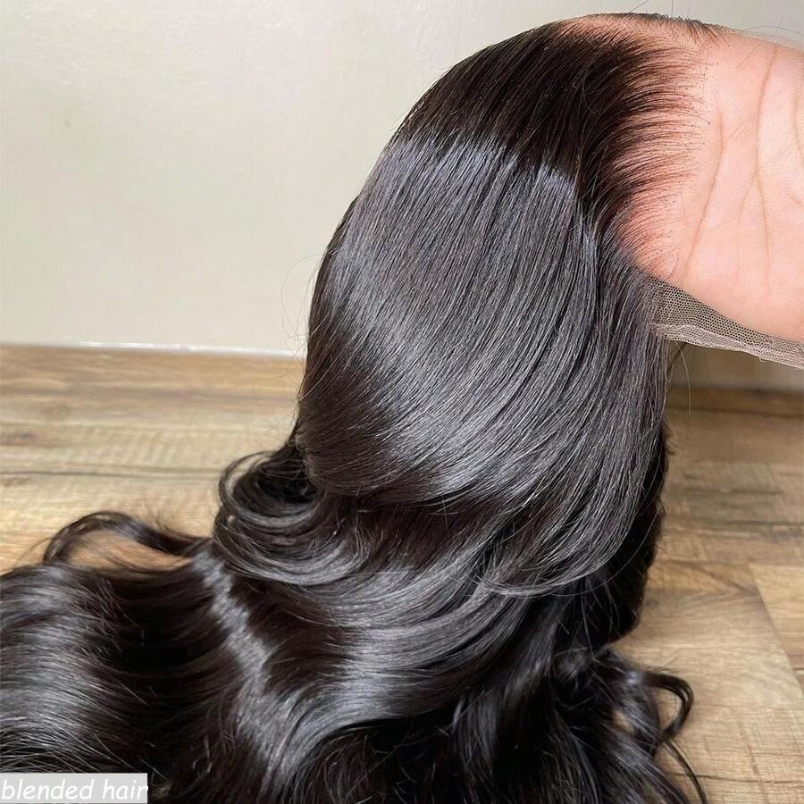 180%密度真人混纺假发，13x4蕾丝前假发，真人混纺直发假发，带婴儿发，高清透明蕾丝前假发，预拔毛前额假发，真人混纺8-36英寸自然黑 - 自然色&黑色系 - 查看 1