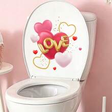 BRUP 1pc Heart Toilet Lid Stickers Self - Adhesive Bathroom Shower Toilet Decor Easy Peel & Stick For Home Rental Bedroom Valentine's Day - Multicolor - View 4