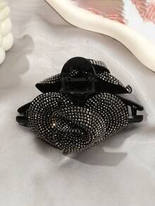 1pc New White Crystal Flower Hair Clip, Elegant Hairpin For Women
