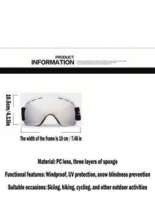 滑雪镜，防雾防风球面镜片护目镜，成人男女通用登山雪镜 - 彩色 - 查看 6