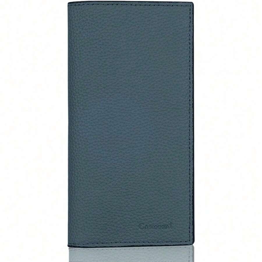 Premium Leather Checkbook Cover For Men And Women Checkbook Holder Wallet RFID Blocking - 綠藍 - 查看 1