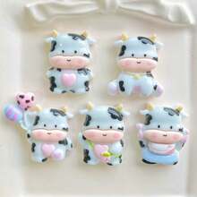 5pcs/8pcs/10pcs Cute Cartoon Cow Fridge Magnets, Oval Plastic Refrigerator Stickers And Whiteboard Decals, Suitable For Home And Office Decoration, Creative Educational Supplies, Magnetic Decorations - Multicolor - View 12