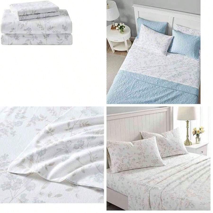 TUSHH - Juego de sbanas Individuales, Ropa de Cama de Franela de algodn, Cepillado para Mayor suavidad y Comodidad (Gris Fawna, Individual) - fauna individual+gris - Ver 1