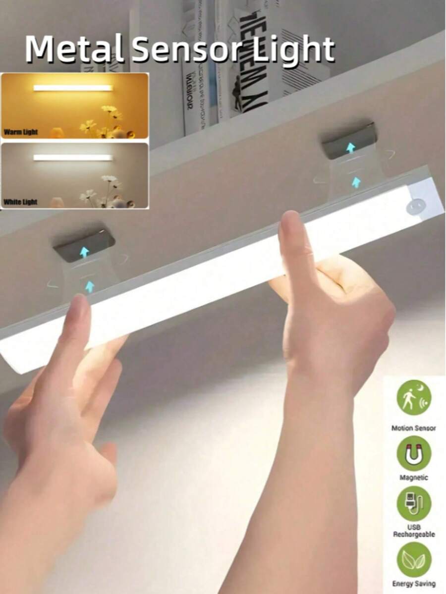 Luz con sensor de movimiento recargable por USB, 3 modos de color, regulable, gran capacidad de batería, ideal para mesita de noche, luz nocturna, hoteles y bares