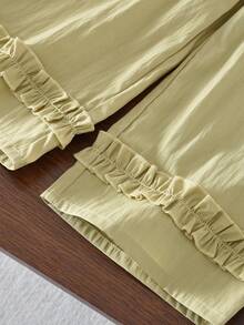 bearleader 2pcs Girls Outfit, Sleeveless Patchwork Top Paired With Solid Color Pants, Casual Wear For Girls Aged 3-7 - 黃色 - 查看 10