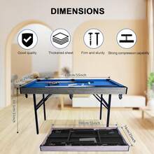 5-In-1 Multi-Functional Gaming Table, 54-Inch Foldable Portable Sports Arcade Game Set With Accessories, Mini Ping Pong Table, Foldable Gaming Table, Air Hockey Table, Pool Table Combination, Suitable For Indoor And Outdoor Use - 藍色 - 查看 2