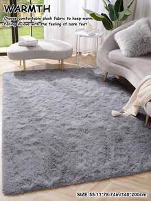 1件纯色柔软舒适长绒驼色长毛地毯，现代简约北欧风格暖色调房间装饰，蓬松厚实，温暖舒适，奶油色家居装饰，秋冬季节礼物，蓬松的圣诞节/万圣节/情人节装饰礼物，易于打理的客厅、沙发、卧室床边地毯 - 淺灰色 - 查看 13