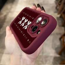 1pc TPU Material Elegant Lace Bow Star Pattern Phone Case Compatible With IPhone 17 Pro Max/17/16 Pro Max/15/13/12/11, S20 FE/A15/S24/A55, Redmi Note 11/Note 12/Note 13 Pro, Full Coverage Anti-Drop Soft Protective Cover - Red - View 4