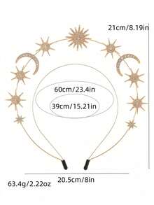 2pcs/1pc Sun Goddess 3-Layer Star & Moon Headband, Christmas Headband, Halloween Hair Accessory, Bohemian Style Hair Accessory - Multicolor - View 5