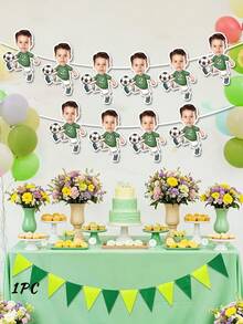 7/14/21pcs Customized Soccer Player Photo Banner, Personalized Face Soccer Banner, Hanging Decorative Flag, Soccer Background Wall, Sports Party Happy Birthday Celebration, For Boys, Party Supplies - Multicolor - View 21
