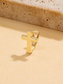 1 Pc Hollow Cross Set With Diamonds Tooth Grillz, Adjustable Hip Hop, Nightclub, Party Decoration, Unisex Gift, Stage Prop - Gold - View 10