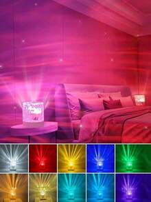 1pc LED Water Wave Crystal Projection Lamp - USB Atmosphere Light, With Touch/Remote Control, 16 Colors, RGB Ambiance Projector, Suitable For Reading, Stage, Living Room, Office, Bedroom, Game Room, Dining Room, Christmas, Valentine's Day, Easter, Halloween - Multicolor - View 4