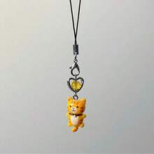 New Cute Cat Keychain, Retro Y2K Cartoon Animal Minimalist Phone Charm, Lucky Cat Pendant, Phone Lanyard Accessory - Multicolor - View 11