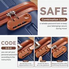 4 Piece Luggage Set 16/20/24/28 Inch Hardside Lightweight Suitcase With Spinner Wheels (Purple) - 海軍藍/棕褐色 - 查看 7