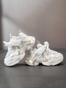 1 Pair Kids' Popular Sports Shoes, Spring/Autumn New Style, Boys/Girls Mesh Breathable Fashion Versatile Soft Bottom Non-Slip Durable Casual Sneakers, - White - View 2