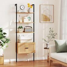GOFLAME 5-Tier Ladder Bookcase 184CM Tall Wall-Mounted Bookshelf-Natural - Natural - View 10