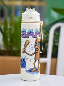 1pc 750ml/26oz Shan Hai Jing Themed Transparent Straw Sports Water Bottle, With Carrying Strap For Easy Transport, Leak-Proof Design, Lightweight , Suitable For Running, Cycling, Hiking, Outdoor Use, Holiday & Birthday Gift - Multicolor - View 21