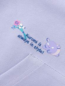 Balabala Sanrio Tween Girl Half-Zip Sweatshirt, Hello Kitty & Friends Print, Easy Wear Design, Lightweight Comfort, Spring School Style - Pink Purple - View 5