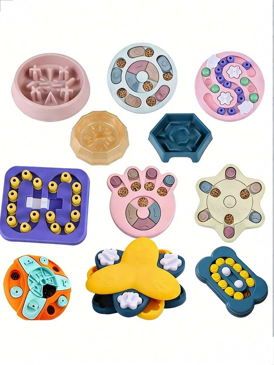 1pc Dog Puzzle Feeder, Interactive Slow Feeder Bowl, Anti-Slip Slow Feeding Dish, Pet Food Game - Multicolor - View 1
