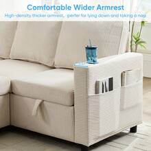 Puremind 101 Inch U Shaped Modular Sectional Sofa, Corduroy Convertible Sofa Bed With Storage For Living Room Apartment - 米色 - 查看 7