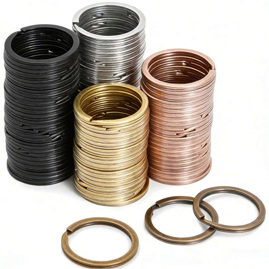 30/50/100pcs Flat Key Rings, 1 Inch Metal Flat Key Chains For Home, Car, Office Key Accessories - Keychain - View 1