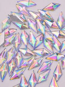 40 Stück 10*22mm AB Kristall Rhombus Flachboden Kunstharz Kristall Strass, geeignet für DIY Kleidung und Basteln - Kristall AB - Übersicht 1