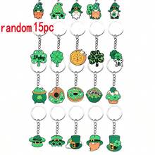 15个圣帕特里克节钥匙扣 - 幸运草、甜甜圈、帽子钥匙扣，圣帕特里克节礼物，随机幸运草/小妖精/高顶礼帽钥匙扣，适合儿童和成人，可用于包包装饰，圣帕特里克节主题小妖精甜甜圈帽子钥匙扣派对用品 - 彩色 - 查看 1