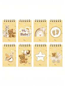 8本婴儿派对小熊便签本，采用可爱的小熊设计，是性别揭晓派对和宝宝一周岁生日庆祝活动的理想之选。这些可撕取的便携式迷你笔记本是婴儿派对的绝佳回礼、派对游戏奖品或日常伴侣，也是学生礼物或返校奖励的绝佳选择。（棕色） - 彩色 - 查看 7