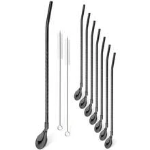 8 piezas de pajitas de metal largas de acero inoxidable con 2 cepillos de limpieza, accesorios para bebidas deé, café, bar, cocina y fiestas - Oro - Ver 12