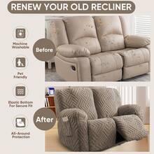 Soft Cotton Velvet Sofa Cover Stretchy Recliner Chair Cover  WashableRecliner Sofa Cover Reclining Chair Slipcovers Furniture Protector Suitable For Hotels Rental Houses Outdoor Camping - 灰褐色 - 查看 6