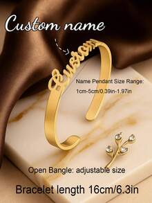 Customized Women's Stainless Steel Bracelet With Personalized Nameplate, Letter, Heart, Hollow Butterfly Design, Jewelry Gift For Women, Wedding, Valentine's Day - Gold Bracelet - View 2