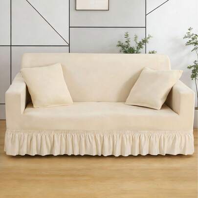 Skirt-Style Sofa Cover, Solid Color Elastic Full-Wrap Sofa Cover, Polyester All-Season Universal, Simple And Modern