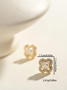 18K镀金优雅可爱耳环，适合日常佩戴和聚会场合 - 金色 - 查看 4