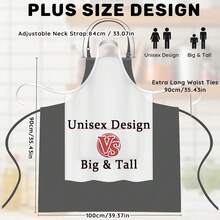 2 Pcs Plus Size Chef Apron, Unisex Professional Apron With 2 Pockets For CooFKing, Work, BaFKing (Larger Size) - Gray - View 4