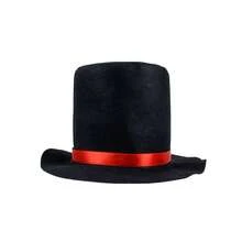 Lincoln High Top Hat, Decorated With Red & Black Ribbon - Hand Wash Only, Wedding Accessory, Festival Headpiece, Classic Design, Exquisite Craftsmanship, Suitable For Halloween And Christmas Events