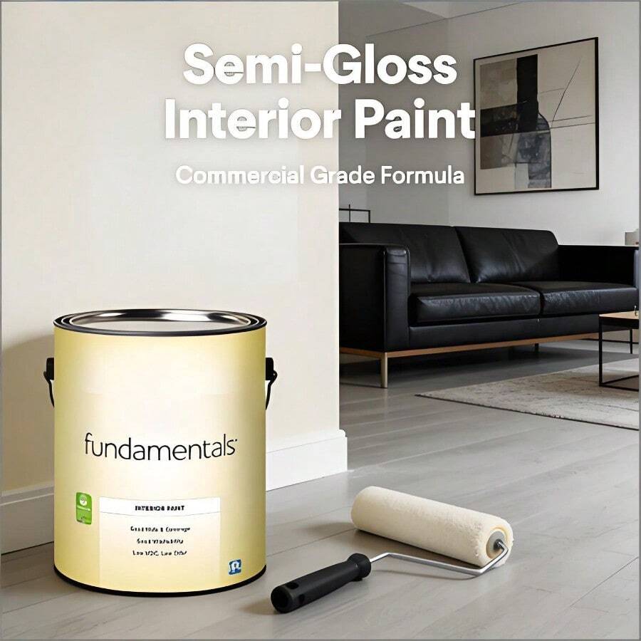 1 Gallon White/White Semi-Gloss Interior Paint – Fundamentals Commercial Grade For Walls | Interior Paint Staple - 1 Gal - View 1