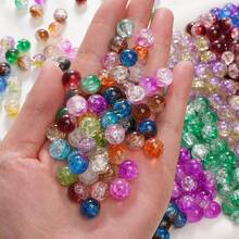 30g 10/12/14/16mm Round Gradient Color Crack Acrylic Spacer Beads For DIY Jewelry Making Bracelet Earrings Handmade Crafts