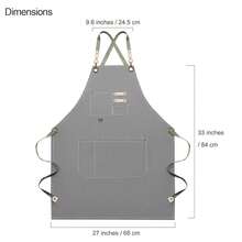Dulabi Apron, Adjustable Chef Apron For Women And Men With Large Pockets, CooFKing Kitchen Apron With Back Straps - Gris - Ver 7