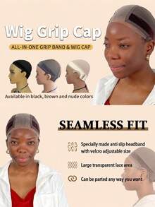 Lace Wig Grip Cap Women 4x5 Transparent Lace Wig Cap Non Slip Wig Gripper Headband With Silicone Keeping Wigs In Place Adjustable Lace Wig Gripper Make Your Wigs Gluless - 彩色 - 查看 3