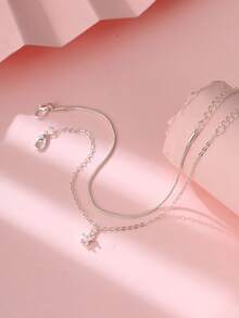 Tkool 2pcs Ethereal Solid Color Round Snake Chain Star Pendant Bracelet Set For Women - Silver - View 5
