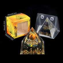 1pc Natural Crystal Ball Pyramid Ornament, Resin Wrapped Crystal Chips Home Decoration, Boxed Lucky Fengshui Desktop Small Ornament - Multicolor - View 19