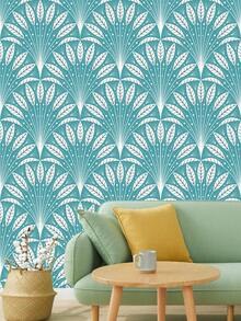 1卷羽毛形叶子壁纸，自粘可移除壁纸，乙烯基墙贴，适用于房间装饰、卧室、浴室、DIY瓷砖翻新，防水PVC贴纸，生日/毕业礼物（宽度：17.5英寸） - 彩色 - 查看 12