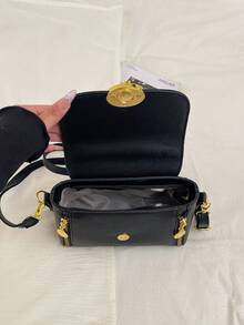 1个女士方形手提包，时尚简约优雅商务黑色单肩包