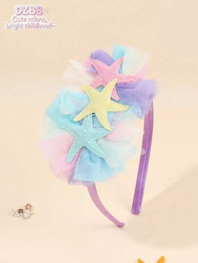 1入組女孩海星和花朵裝飾髮箍適用於頭髮裝飾用品