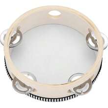 4/6/8/10英寸成人铃鼓，6英寸木制手持铃鼓，配桦木金属铃铛，单排打击乐器，适用于教堂、KTV、派对等场合 - 彩色 - 查看 9