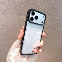 Black Hard Edge Phone Case, Compatible With IPhone 17 Pro Max/17 Pro/17/16 Pro Max/16/16 Pro/16 Plus/11/15/15 Pro/15 Pro Max/13/14 Pro Max/13 Pro/13 Pro Max/14 Pro/14 Pro Max, Non-Yellowing Acrylic Material Protective Cover - Black With Solid Edge - View 6