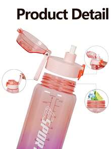 1pc 950ml/30oz Or 700ml/24oz Gradient Color Sports Straw Water Bottle, Large Capacity Marked Sports Water Bottle With Bounce Straw, Portable & Durable, Suitable For Outdoor Sports, Fitness, Running, Camping, Also A Great Gift Choice - Multicolor - View 6